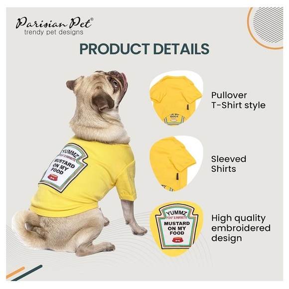 Pets cat or dog halloween costume mustard shirt - Picture 3 of 3